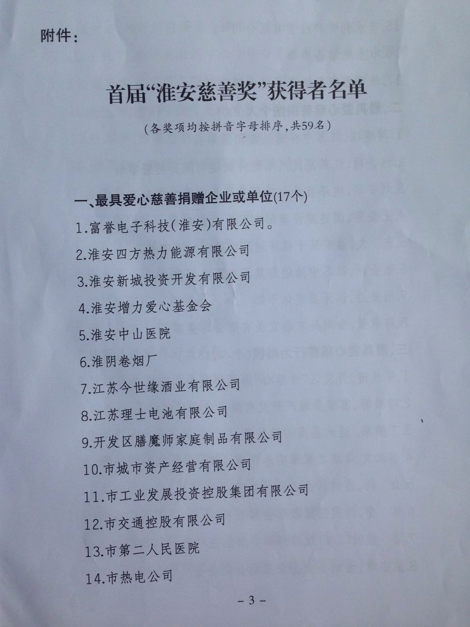 淮安增力爱心基金会获首届“淮安慈善奖”